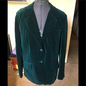 Vintage Emerald Green Velvet Blazer Coat